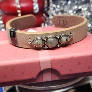 Elegant Tan Bracelet with Silver Accents